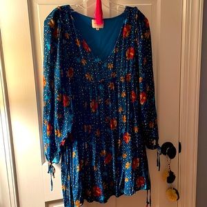 SO CHIC! Boho Sezane floral, animal print peasant, dress adjustable 36 💋